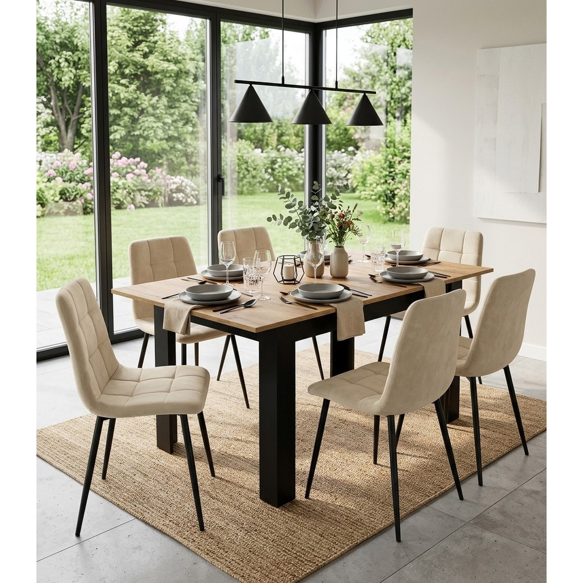 Tavolo allungabile Craft rovere e nero