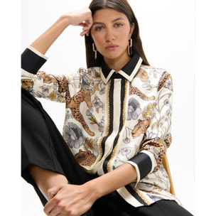 Camicia con stampa leopardata e bordo