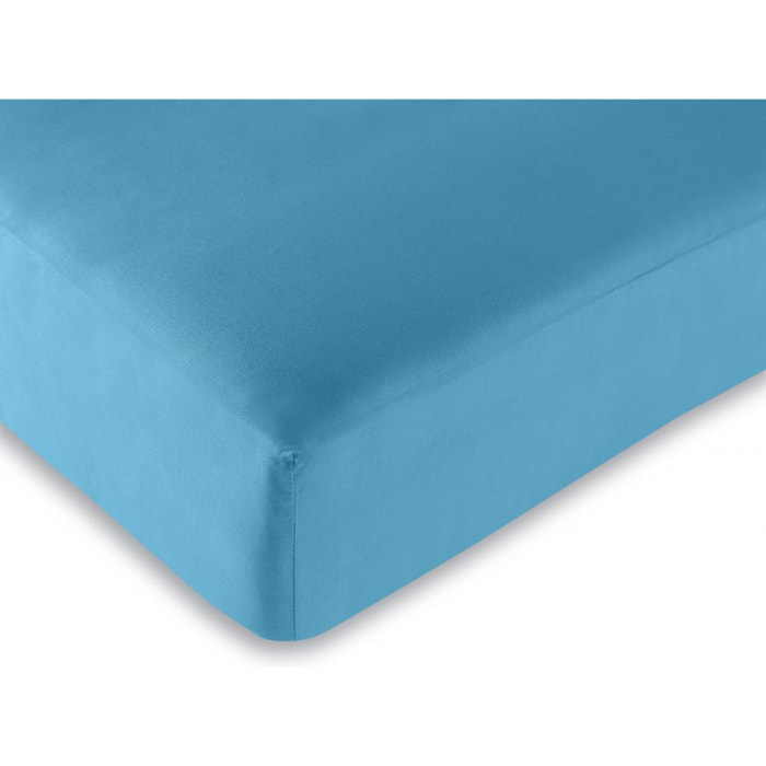 Drap housse Turquoise / 100% coton / 57 fils/cm²