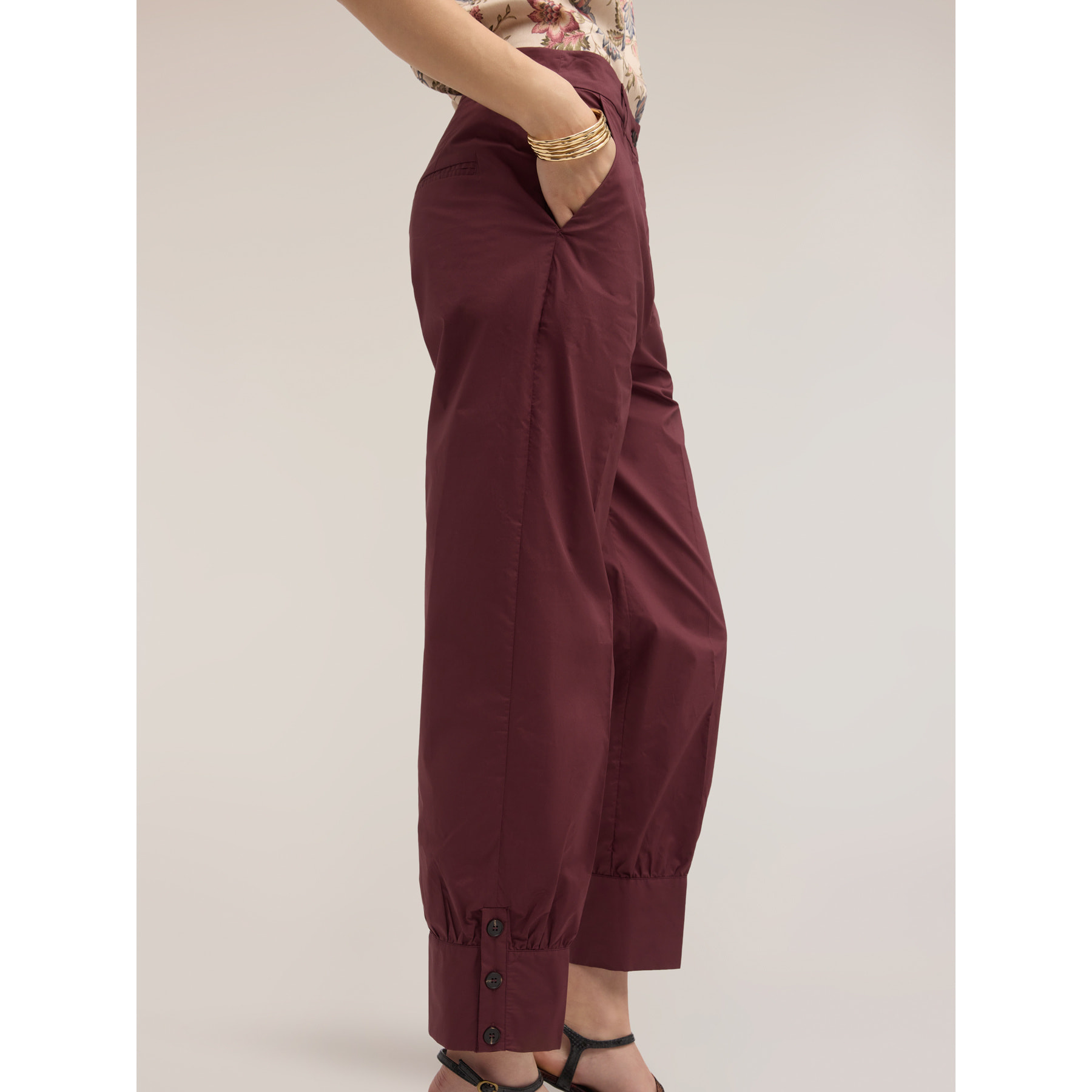 Motivi - Pantaloni con polso in popeline - Viola