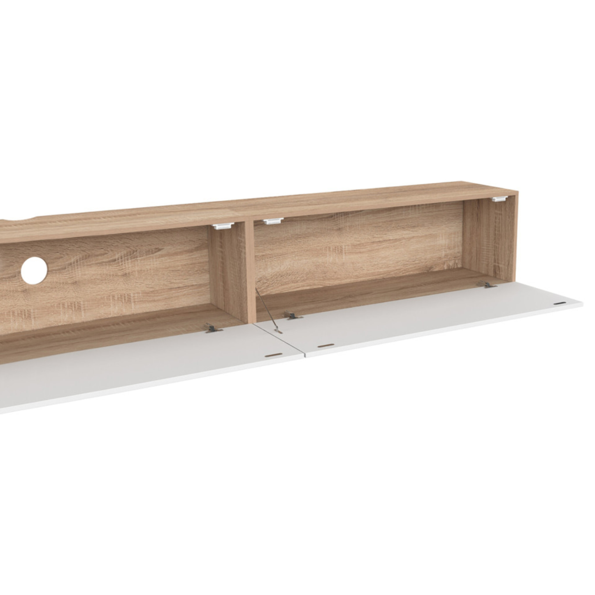 Meuble TV suspendu Michigan bois et blanc 270cm