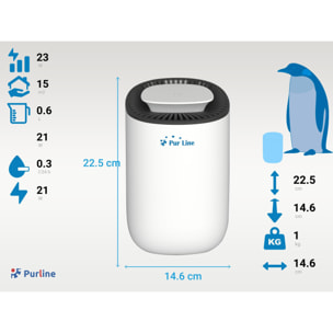 Deshumidificador de 21W con luz LED para pequeñas superficies DRYOS 1 PURLINE