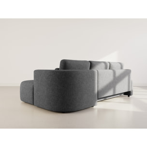 Mahina - canapé d'angle droit 4 places convertible avec coffre en tissu texturé - Gris Anthracite