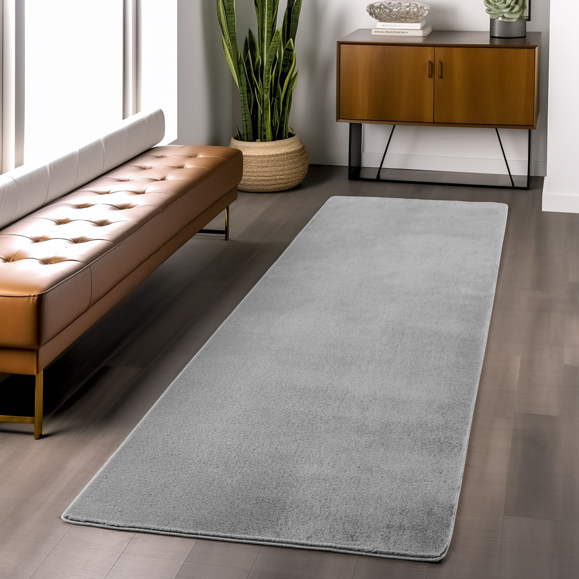 ALBA - Tapis doux silver à poils courts