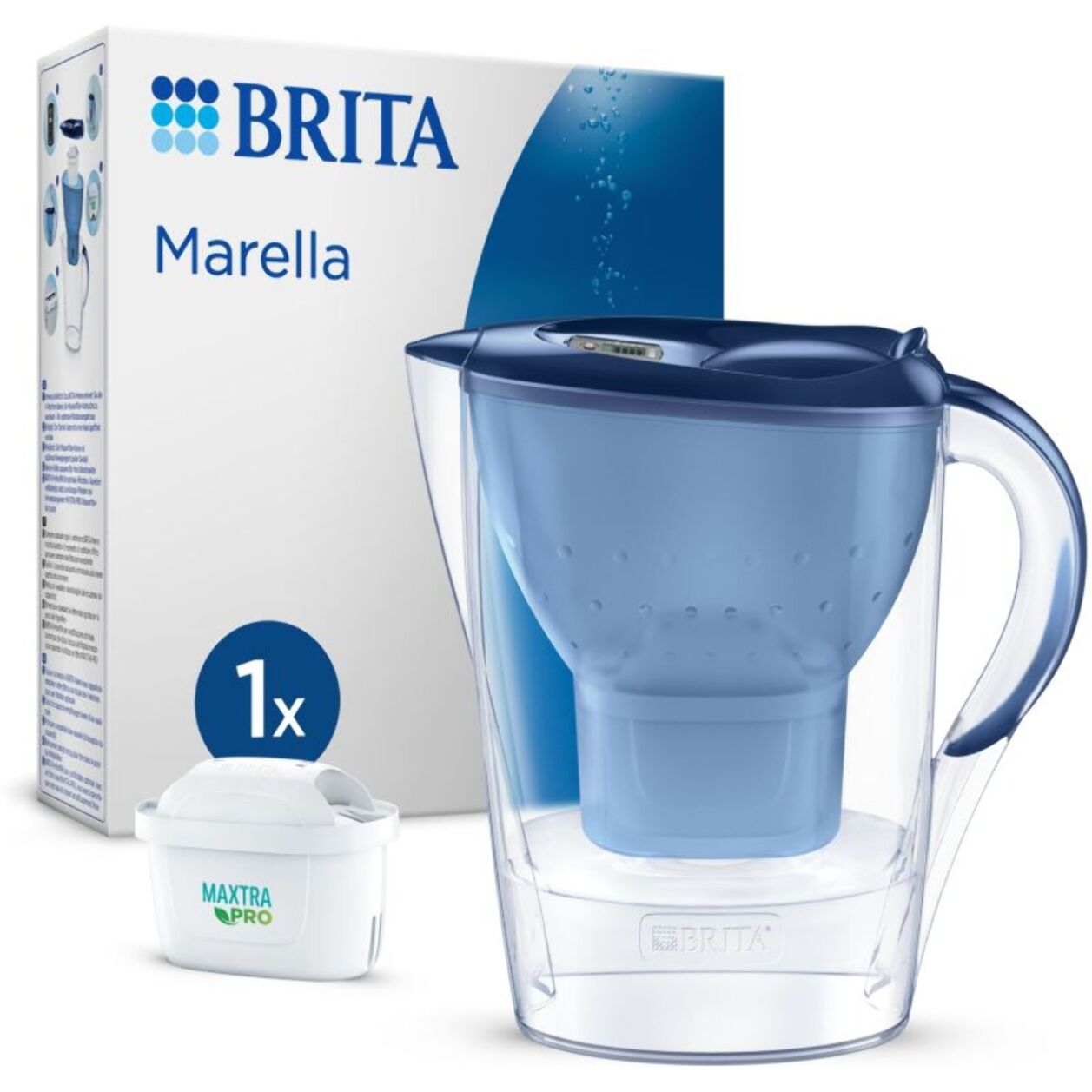 Carafe filtrante BRITA Marella bleu + 1 cartouche Maxtra Pro