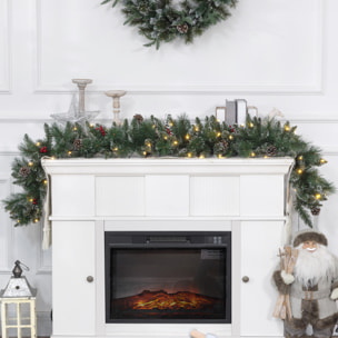 Guirlande de Noël artificielle LED 180 cm - pommes de pin, baies rouges, 50 LED blanc - vert