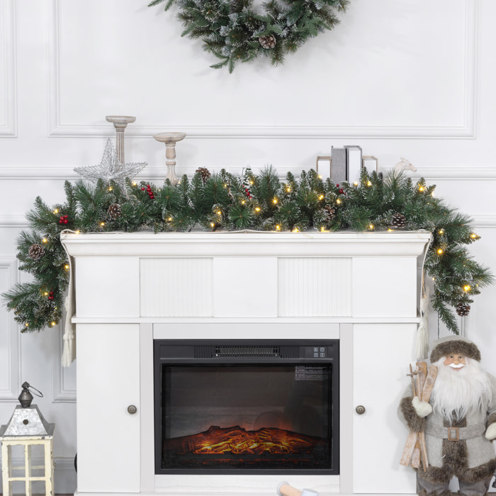 Guirlande de Noël artificielle LED 180 cm - pommes de pin, baies rouges, 50 LED blanc - vert