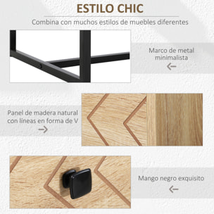 Armario Auxiliar con Cajones de Madera y Metal Madera Natural