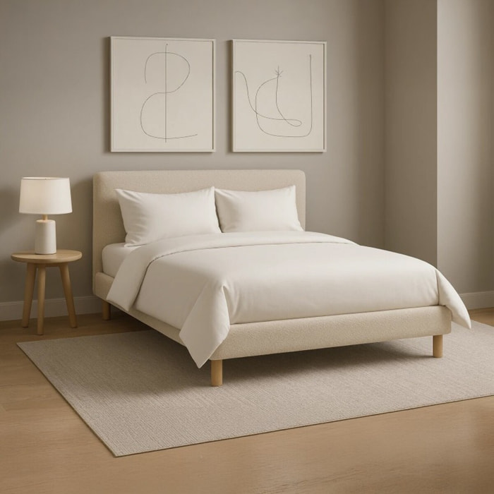 Lit Colisée avec tête de lit| Robuste et confortable | Montage simple rapide | Bouclette | Sable