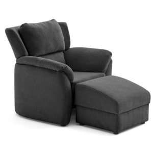 Bastille - fauteuil en tissu velours relief - Gris Anthracite