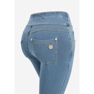 Pantaloni N.O.W.® skinny vita risvoltabile in jersey denim