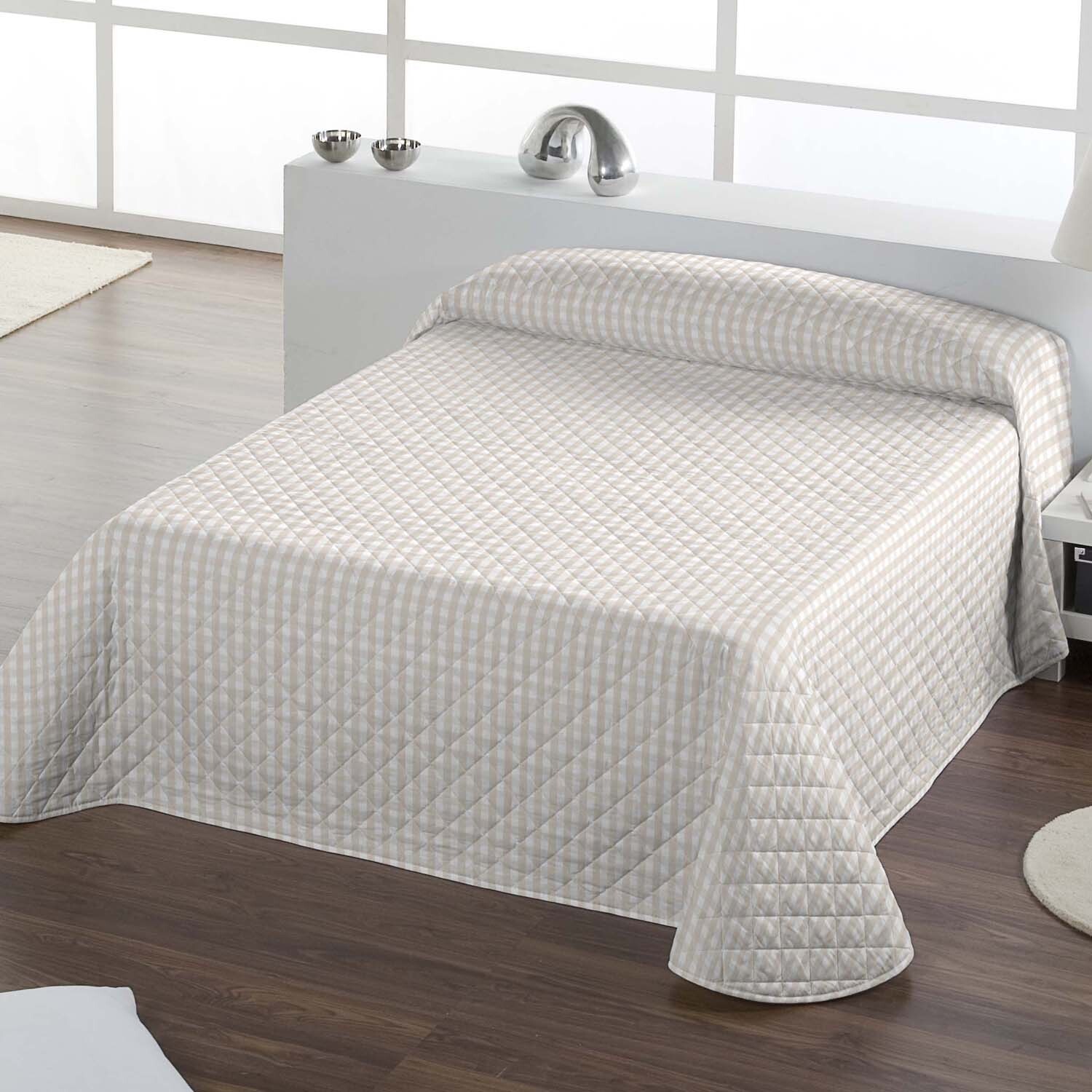 Icehome - Colcha Bouti Estampada - Reversible - 100% Poliéster - Microfibra - 70 gr/m² - Oxford Beig