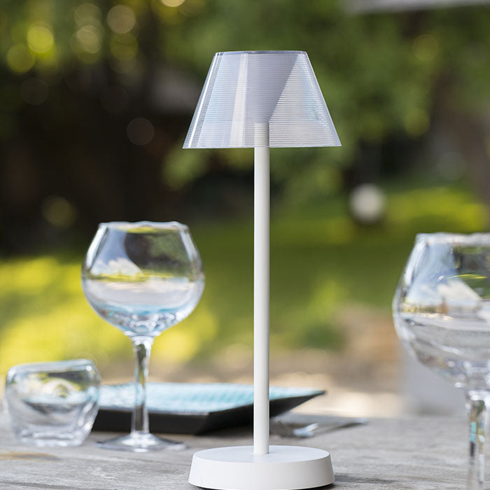 Lampe de table sans fil LED BEVERLY WHITE H34CM