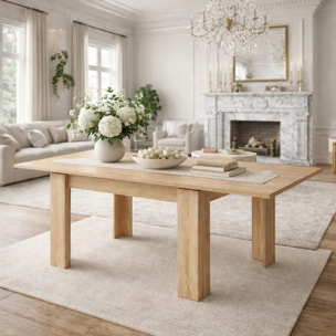 Tavolo Allungabile Moderno Gambe Spesse Design Minimal Meccanismo Centrale Estensibile Ideale Per Cucina Sala da Pranzo 90 x 90 / 180 x 90 Cm Rovere
