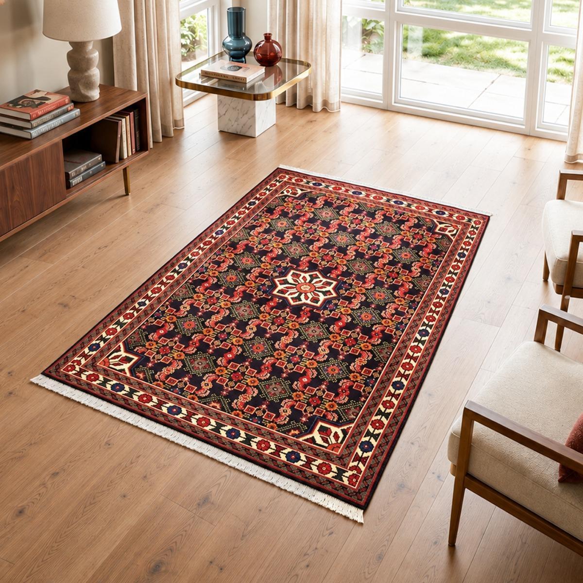 Tapis d'orient au motif oriental, noué main, EPAGA