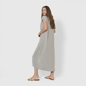 Vestido largo viscosa liso gris