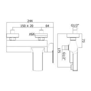 by Paffoni B-Way Mitigeur bain / douche à levier, Noir mat (SATBSBW222)