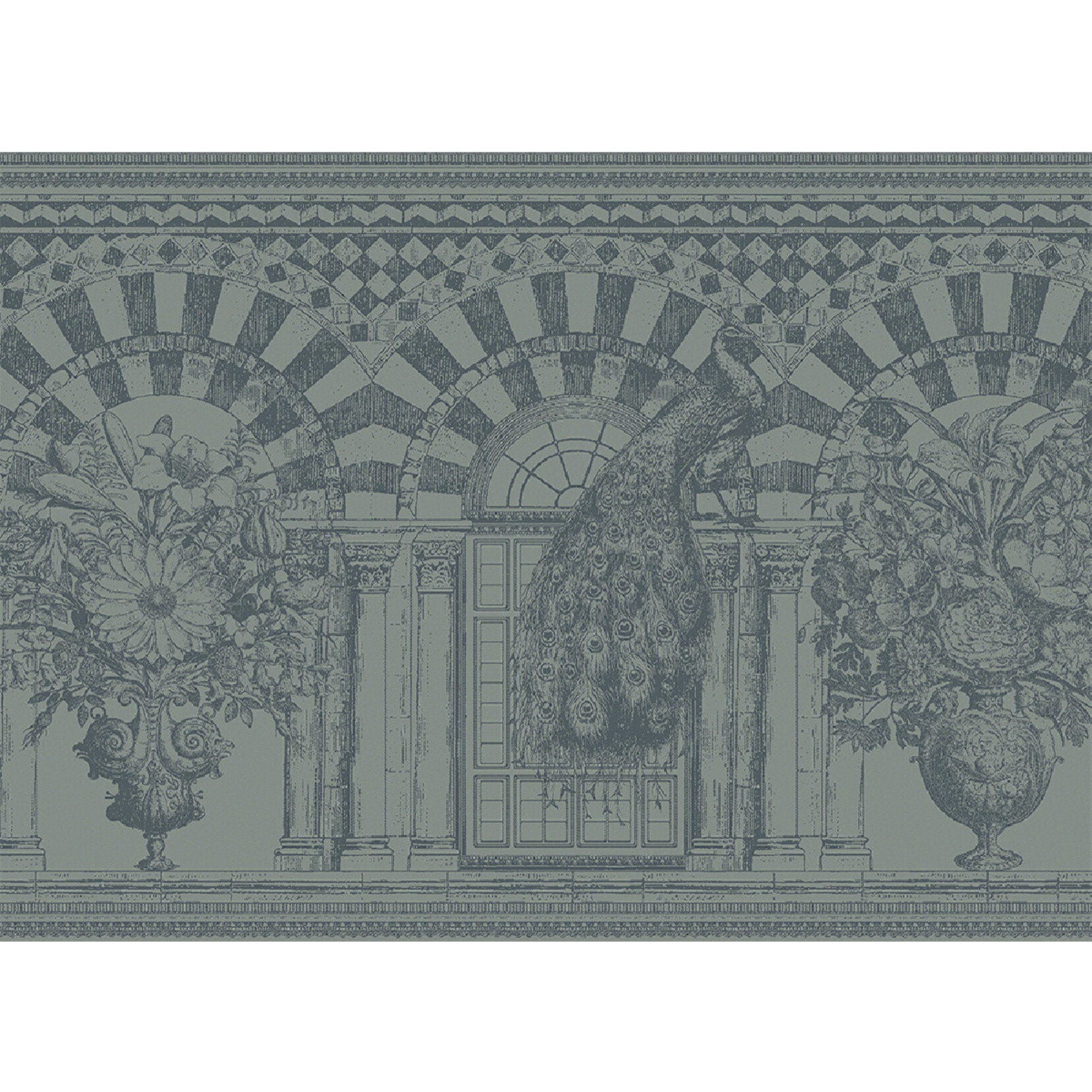 Set pur coton anti tache motif jacquard Arcades cendre