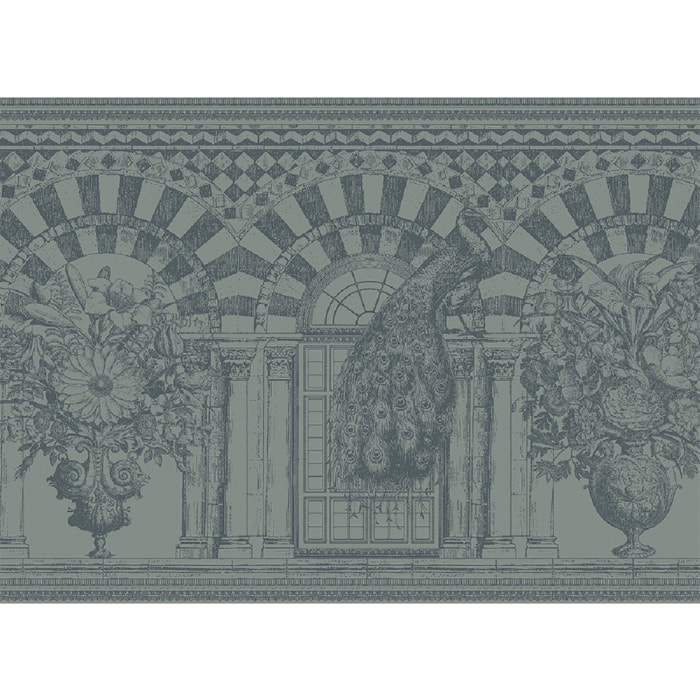 Set pur coton anti tache motif jacquard Arcades cendre