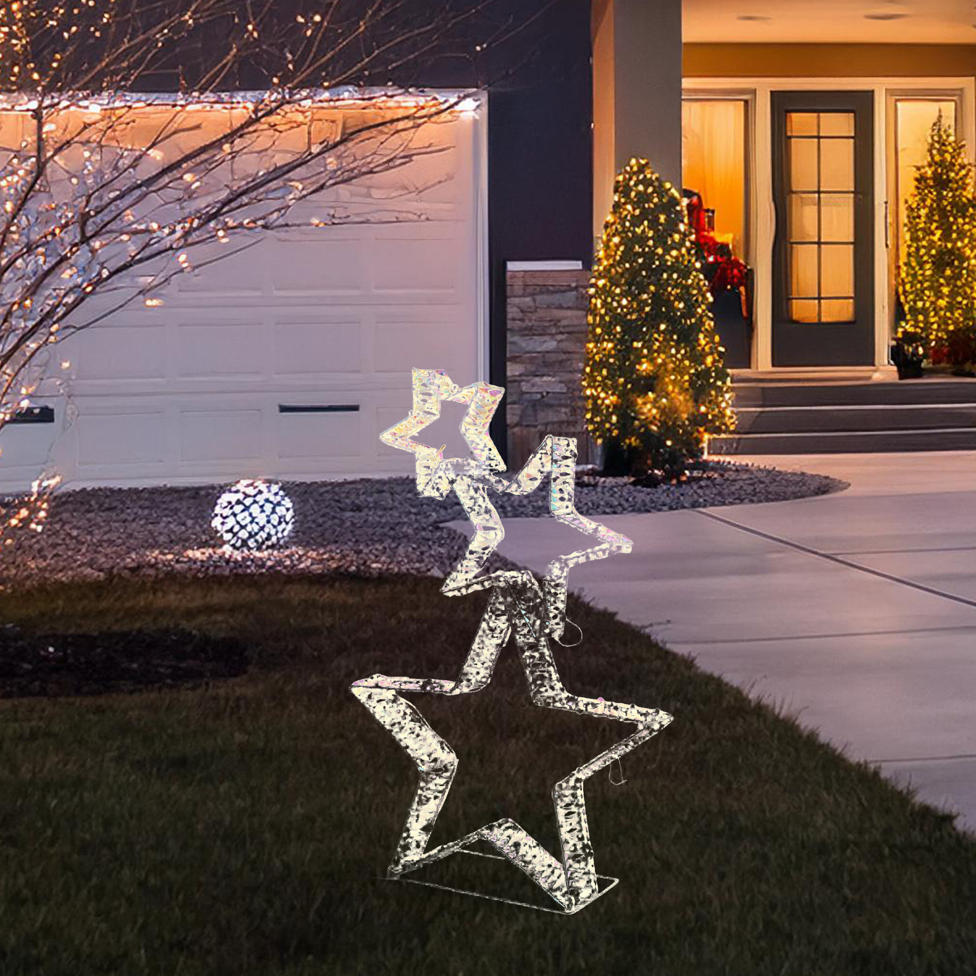 set de 3 luces de estrella con 350 luces led 50x10x80cm