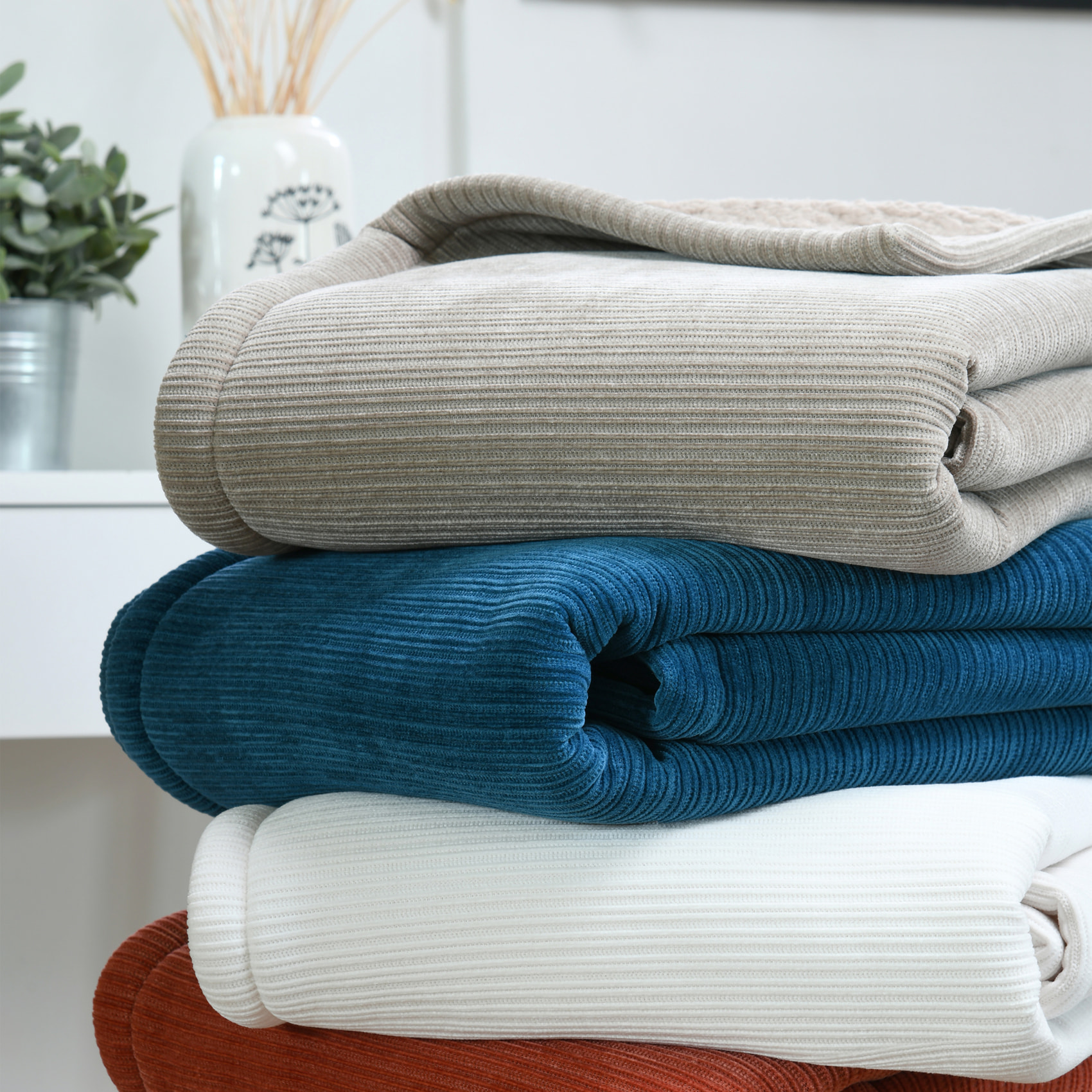 Plaid côtelé ultra doux - Ecru