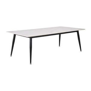 Table basse 140 x 70 cm plateau céramique effet marbre - STONE 2