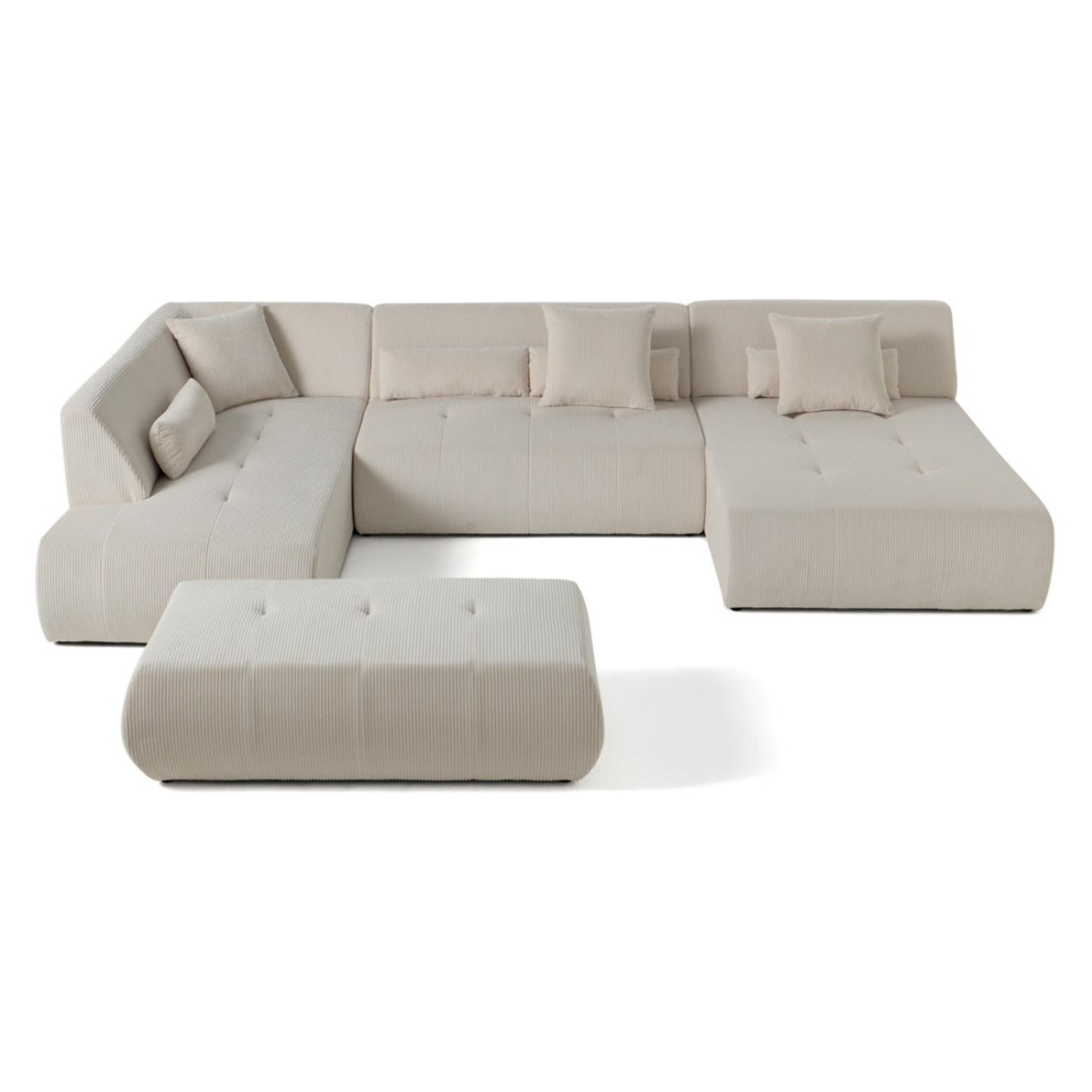 Onyx - canapé panoramique d'angle gauche 7 places - en velours côtelé - Beige
