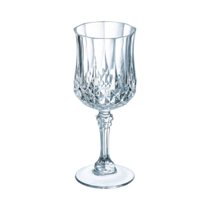 6 verres à pied 25cl Longchamp - Cristal d'Arques - Verre ultra transparent au design vintage