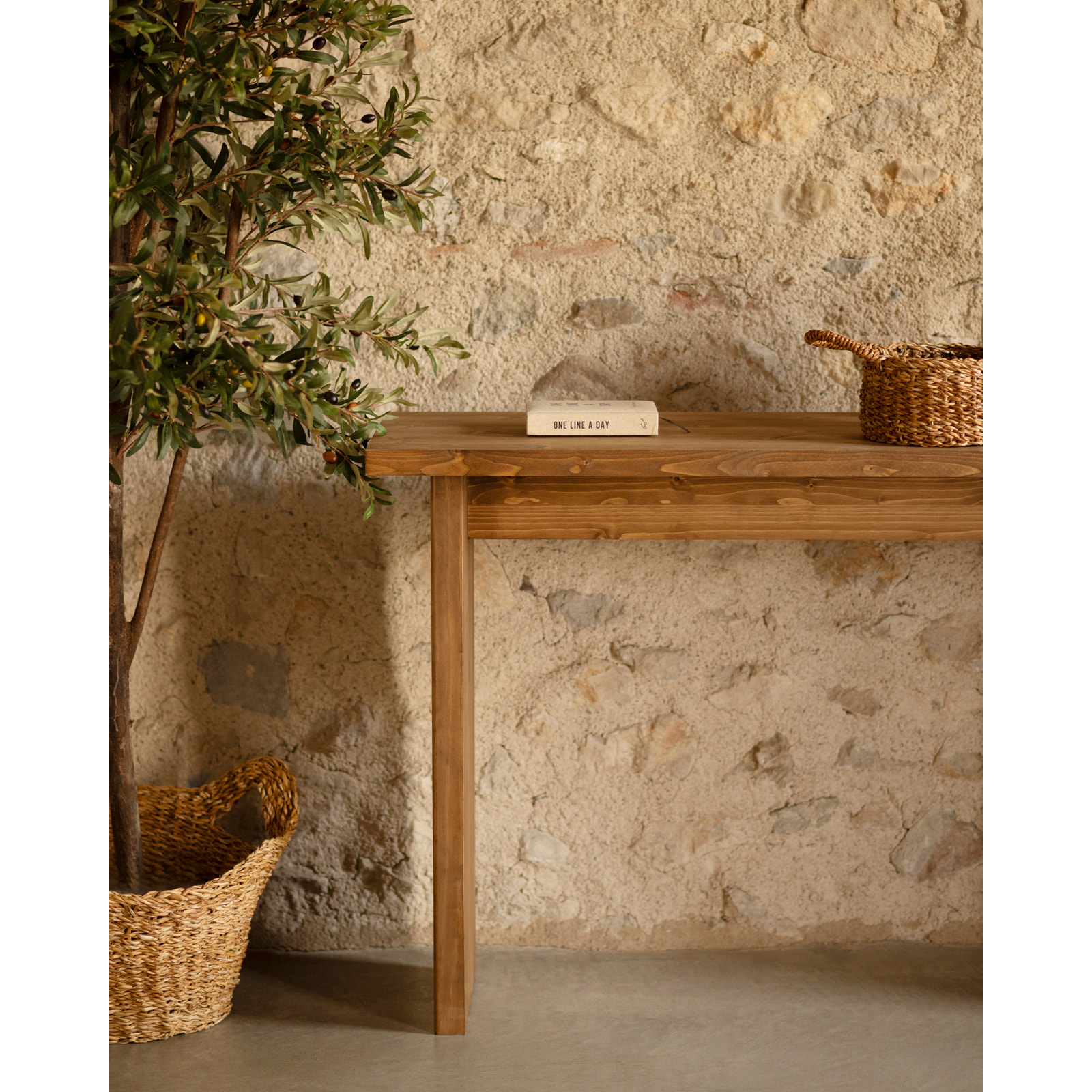 Console en bois massif ton chêne foncé de 120x80cm Hauteur: 35 Longueur: 120 Largeur: 80