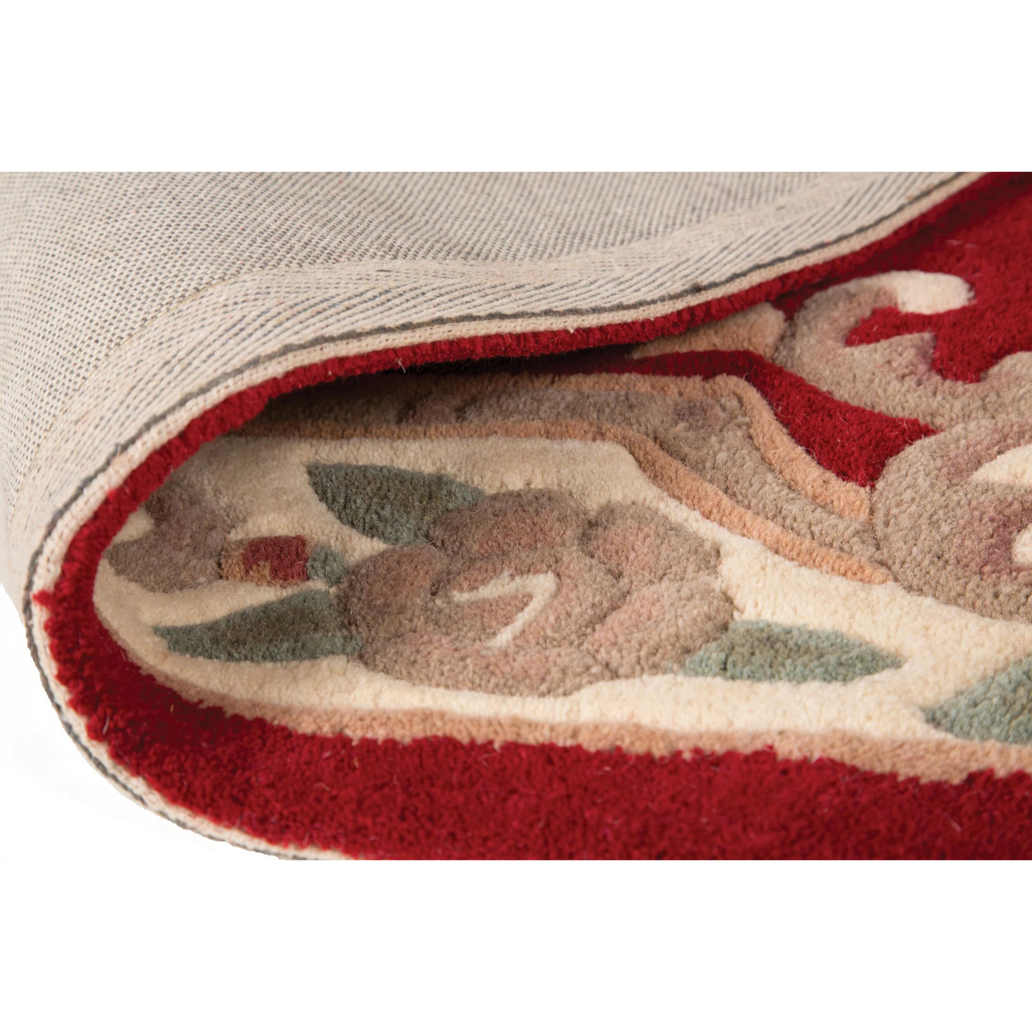 Tapis en laine rond AUBUSSON Rouge