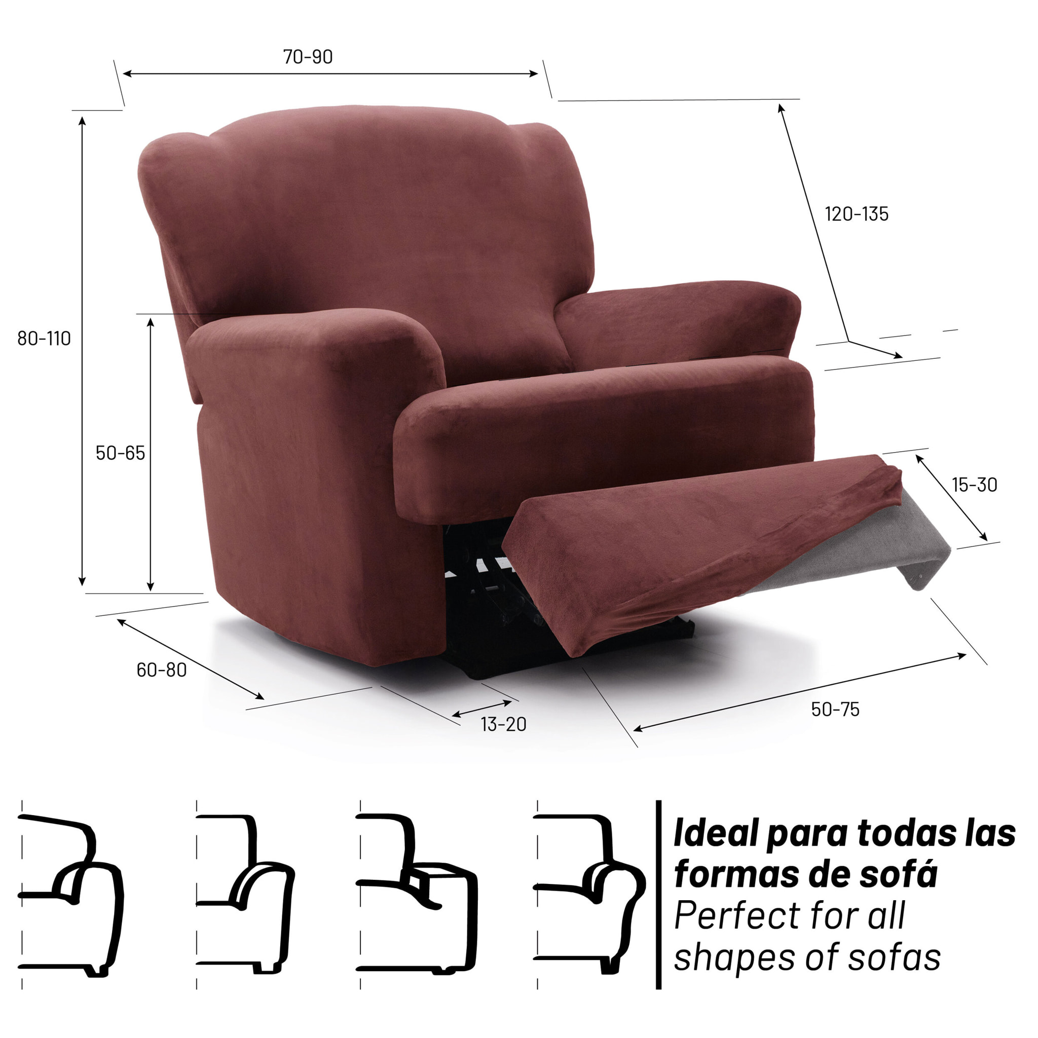 Funda TERCIOPELO ANTIMANCHAS Multi elástica para RELAX modelo VERONICA