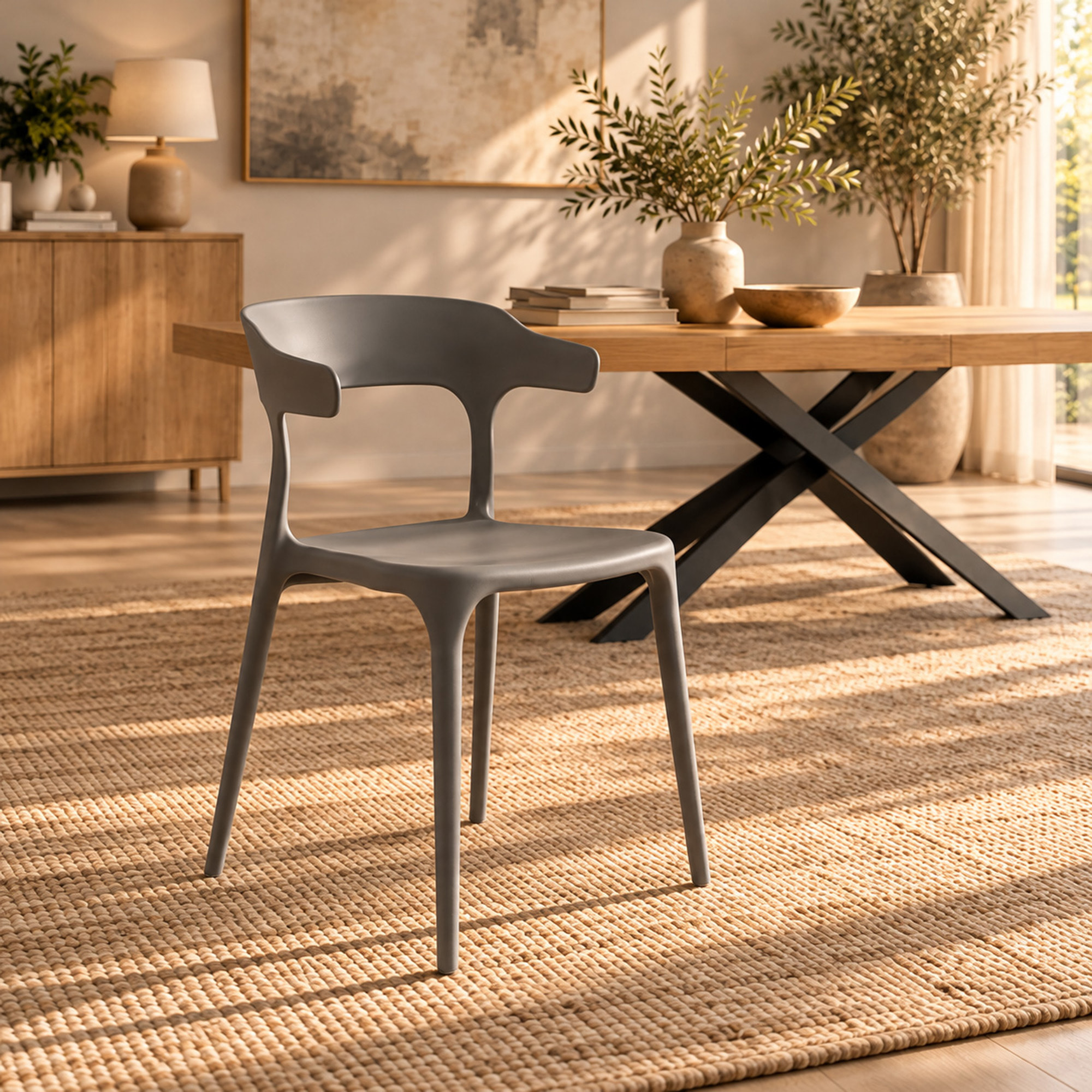 Set di sedie CODAQUES in polipropilene grigio, impilabili
