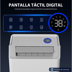 Deshumidificador 35L/Día, Deshumidificador de Humedad, para 40-90 Ã£Å½Â¡, Luz Indicador de Humedad, Depósito 5,5 Litros, Drenaje Continuo, Temporizador 24H, Pantalla LED, Secado Ropa, Blanco