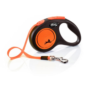 Laisse New Neon M Tape 5 m black/ neon orange Flexi CL21T5-251-S-NEOOR