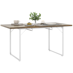 Mesa de Comedor Extensible Rectangular para 4-6 Personas Mesa de Cocina Extensible con Patas Metálicas para Salón 120-160x80x75 cm Marrón