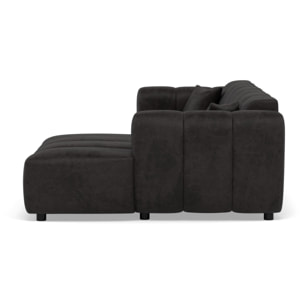 Curtis - canapé d'angle droit 4 places en simili - Noir