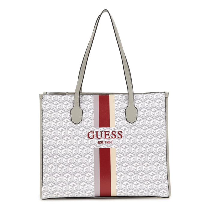 Borsa shopper Silvana - grigio e rosso