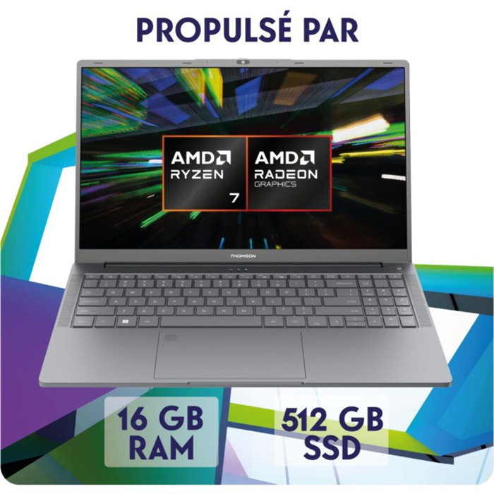 Ordinateur portable THOMSON NX15R716TU512 15,6" AMD Ryzen 7 7735HS 16 Go RAM DDR5 SSD 512 Go