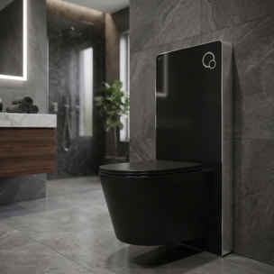 Glass pack WC bâti-support avec plaque de commande + WC suspendu Ceramia sans bride avec abattant SoftClose (STGLBCE14BMT01-FR)