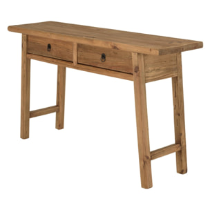 SANDY - Console 2 tiroirs bois pin recyclé