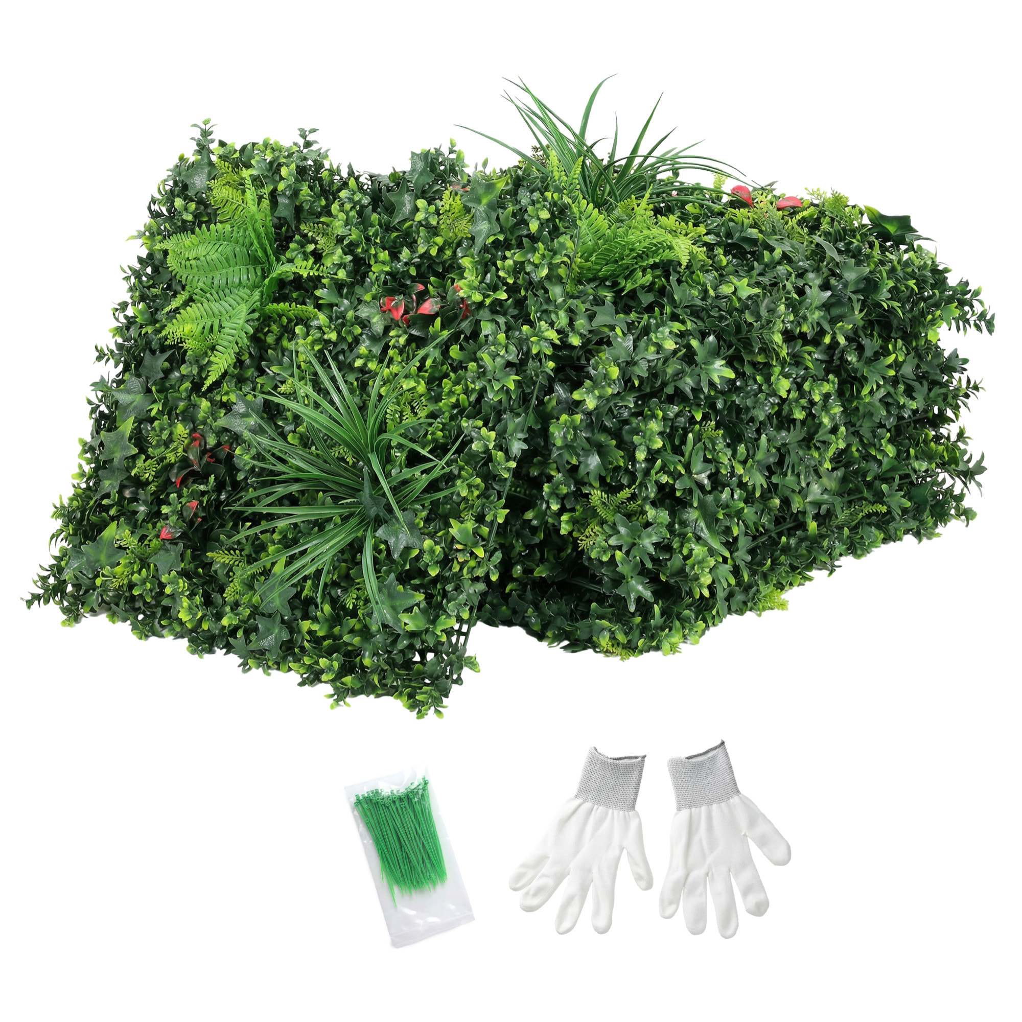 Set de 6 Setos Artificiales Ocultación Jardín, 50x50 cm, Pantallas de Valla de Privacidad Tipo Milán, Fácil Montaje, Anti-UV, para Terraza, Balcón, Exterior, Decoración de Hojas, Verde