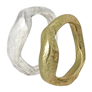 Pareja de anillos Aguas mixtas plata 10µ y chapado dorado