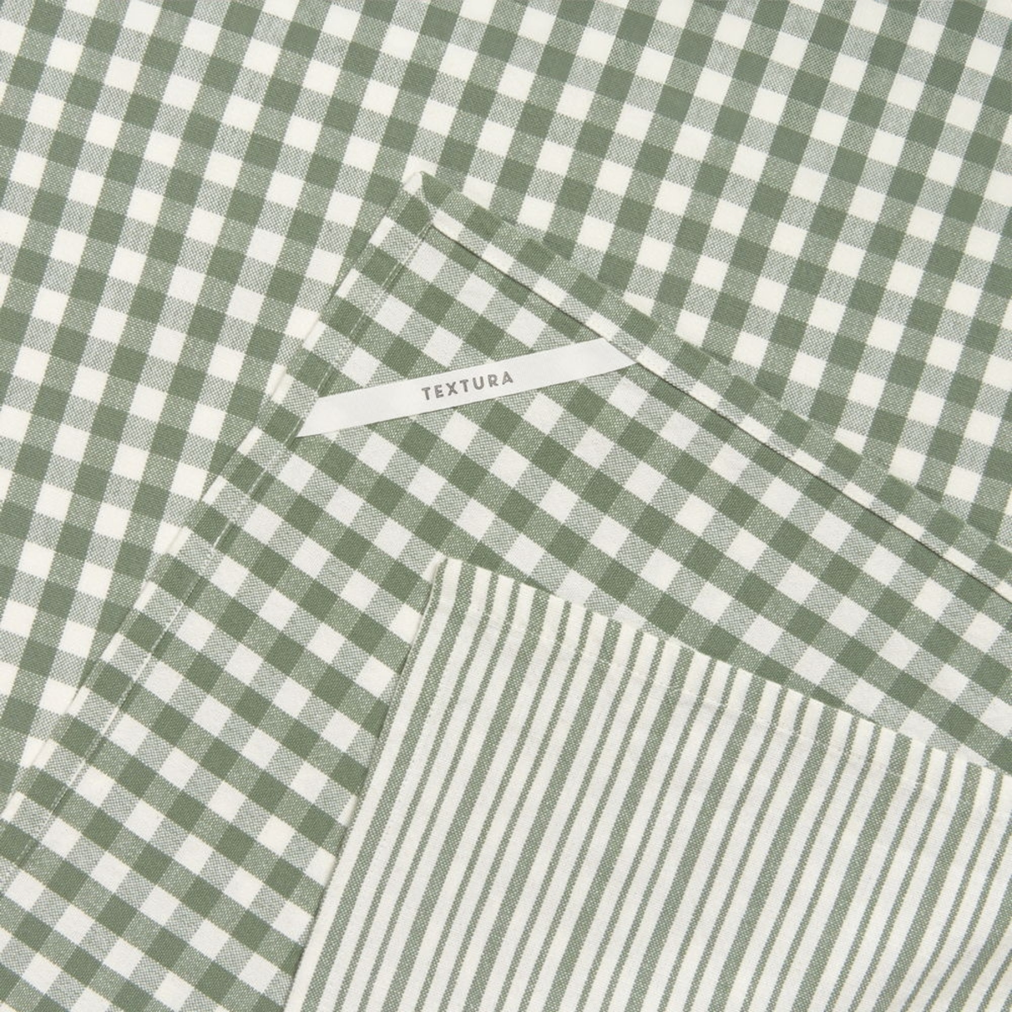 Set 2 trapos cuadros rayas Vichout color verde Algodón