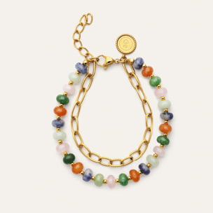 Pulsera Alpine Stones Acero Baño Oro