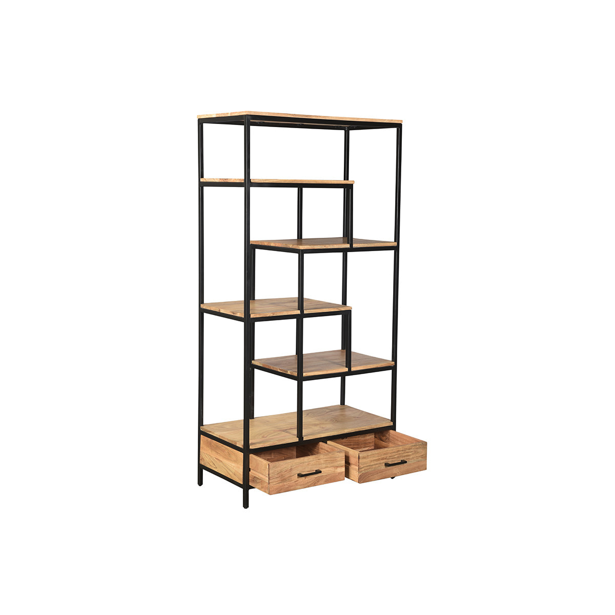Bibliothèque industrielle en bois massif et métal noir L90 cm JASPE