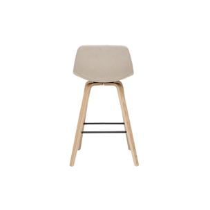 Tabourets de bar scandinaves beige et bois clair H65 cm (lot de 2) NONIE