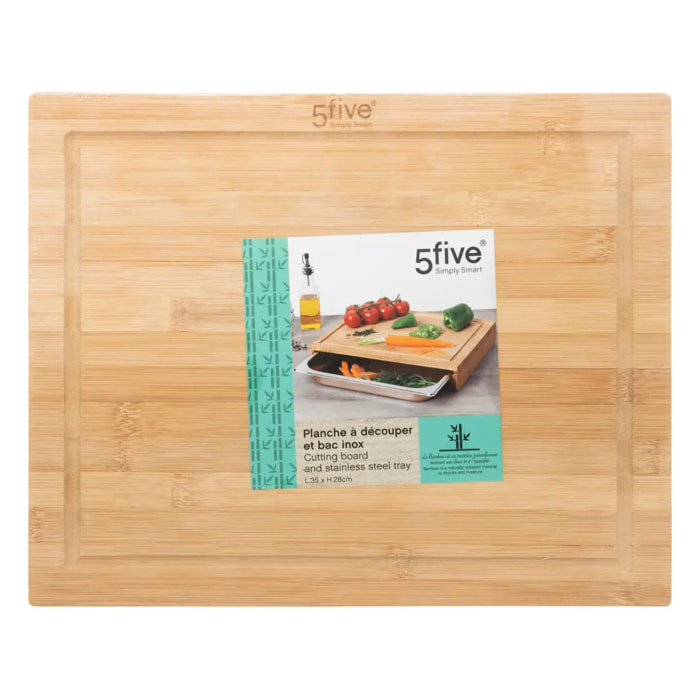 Planche à découper 35x28 cm bac inox Bambou