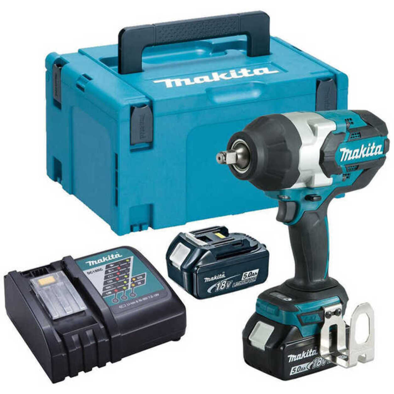 Boulonneuse à chocs MAKITA 18 V Li-Ion 1000 Nm - MAKITA - avec 2 Batteries 5.0Ah, chargeur, Makpac - DTW1002RTJ