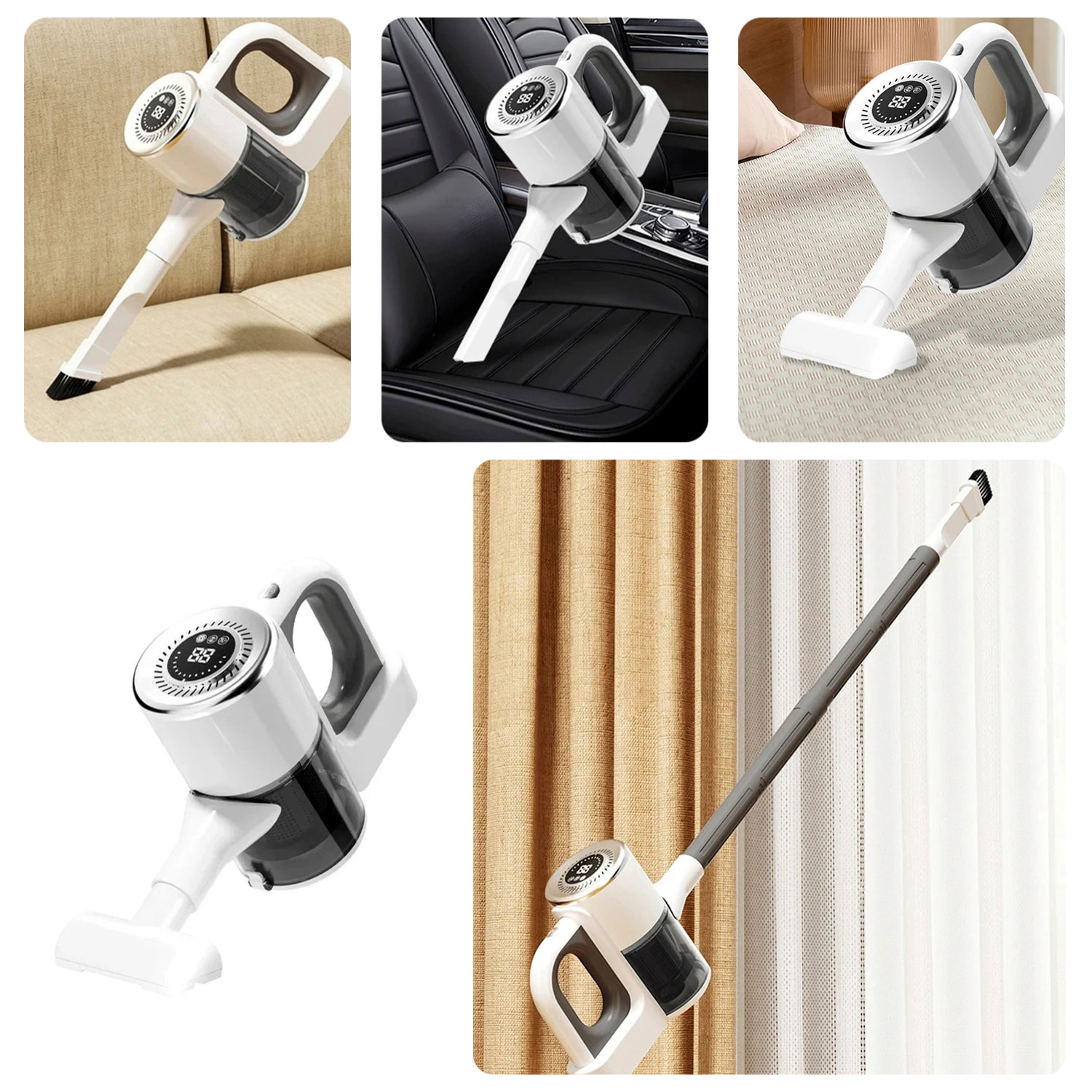 Aspiradora Inalámbrica con función de succión y fregado. 3 niveles de potencia y 4 boquillas.