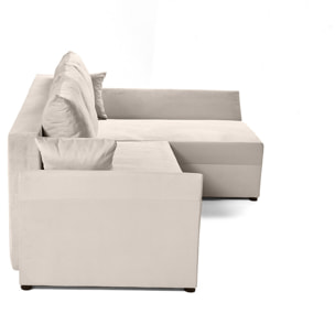 Mike - canapé d'angle réversible - 4 places - convertible avec coffre - en velours - Beige